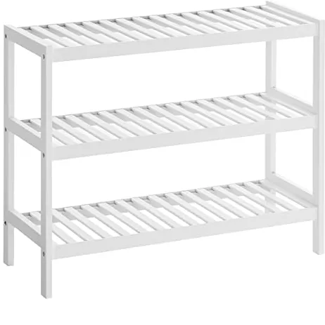 SONGMICS zapatero, con 3 estantes - bambú blanco (70x26)