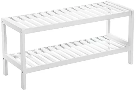 SONGMICS zapatero, con 2 estantes - bambú blanco